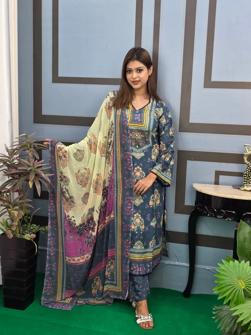 Pakistani Inspired Muslin 3 Piece Co-Ords - Image 2