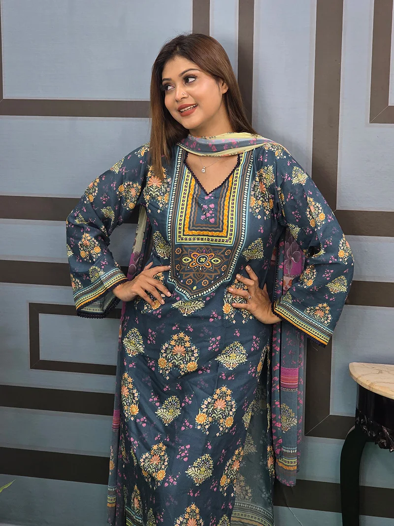 Pakistani Inspired Muslin 3 Piece Co-Ords - Image 3